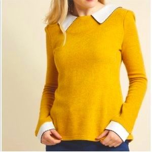 ModCloth Kristin Miles Mustard Yellow Collared Top 1X